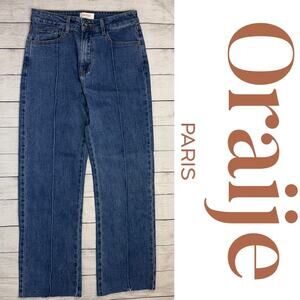 Oraije Paris Sandra Straight-Leg Ankle Jeans Medium Wash Size EU 38 = US 28